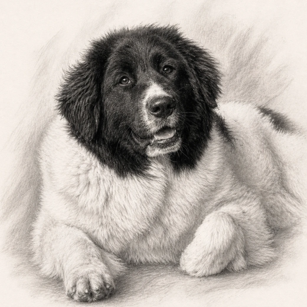 Sketch-Portrait von Sun, Karakachan-Hündin